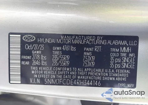 2024 Hyundai Tucson Sel from USA, damaged, VIN 5NMJFCDE4RH344146